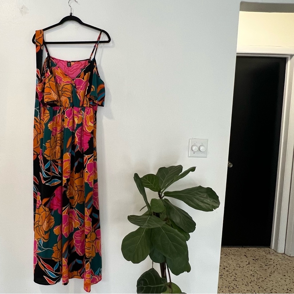 SHEIN Pink and Orange Floral Dress
